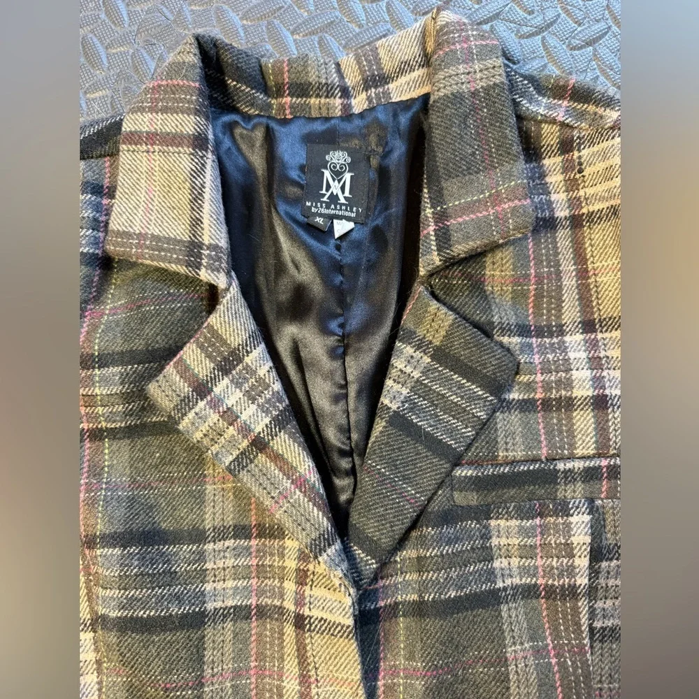 Ashley By 26 International Y2K Brown Plaid Blazer Size XL